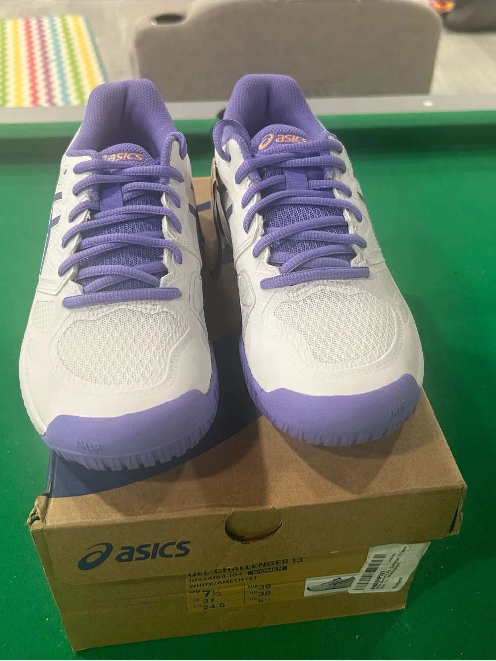 Asics White and Light Purple Women's Tennis Sneakers